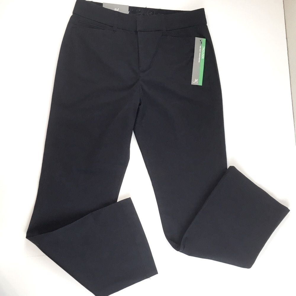 JM Collection Navy No Gap Trousers Size 4 Short